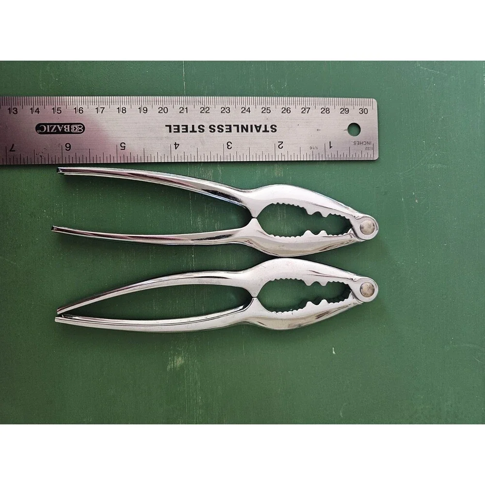 2 Metal Seafood Or Nut Crackers Silver Colored